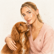 Personalised You & Your Dog Watercolour Portrait Print