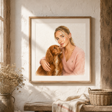 Personalised You & Your Dog Watercolour Portrait Print